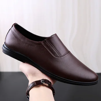 Business-Soft læder Mænd sko i Ægte læder mænd sko i Høj kvalitet Sort læder sko Mænd casual sko størrelse 37-45 14467