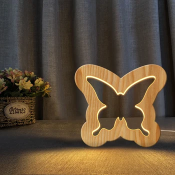 Buttlefly Elefant Sneglen Ghost Nyeste Animalske Figur Træ-3D LED Nat Lys Varm Hvid Nyhed Kid Soveværelse Nye bordlampe 4484
