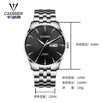 CADISEN mænds top mærke ure luksus ur til mænd automatisk mekanisk armbåndsur herre sport Business watch relojes hombre 2019