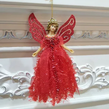 Christmas Angel Wing Dukke Hængende Xmas Tree Vedhæng Smykker Hjem Indretning juledag Dekorationer godt nytår рождество 20