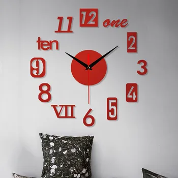 DIY-ur selvklæbende vægur rammeløse DIY væggen, slå ur 3D spejl mærkat hjem kontor dekoration часы настенные 50*