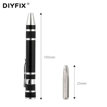 DIYFIX 8 i 1 Precision Skruetrækker Sæt Pen Style Mini Phillips Kærv skruetrækker Bærbare Multi-Værktøj Elektronisk Reparation Værktøj 27023