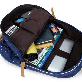 Dot Casual-Canvas-Backpack Taske Mode Søde Lette Rygsække til Teen Unge Piger Preppy Stil College School-Rygsæk 8392