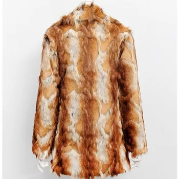 Efterår og vinter kvinder pels varme mode imiteret pels tiger mønster slim læder jakke mid-længden af minkskind B265 2818