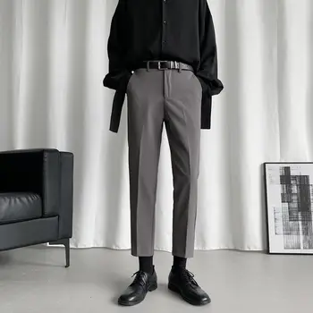 Efteråret Tynd Passer Bukser til Mænd Slanke Mode Solid Farve Business Dress Pants Mænd Streetwear Vilde Lige Casual Bukser Herre