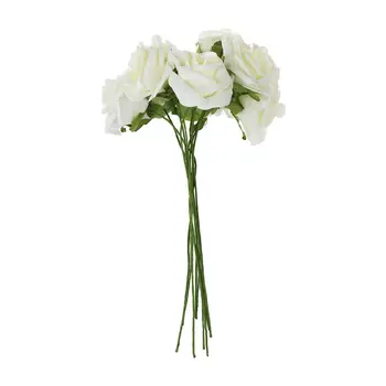 Elfenben Kunstige Skum Rose Buket 10 PE Blomster Blomster Brude Bryllup Indretning 7cm 20199