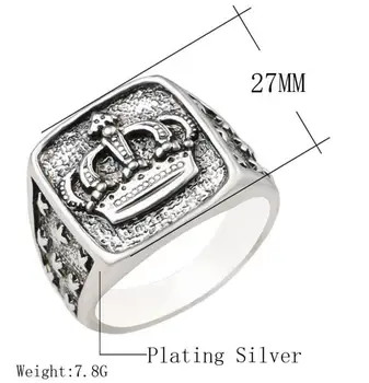 Engros-Antik Sølv Farve Skåret Krone Ring I Høj Kvalitet, Mode Mænd, Ring Vintage Smykker Fabrikken Salg 4840