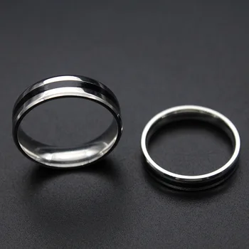 Enkel sort sølv Farve Rustfrit Stål Ring Kæreste Par 4mm 6mm Bredde Ring til Kvinder, Mænd Vintage Cool Ringe Drop Shipping 16414