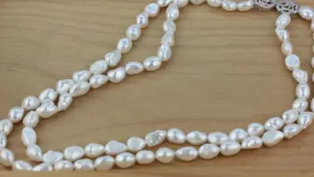 Enkelt stradn 9-10mm ferskvand hvid barok perle halskæde 40inch 15392