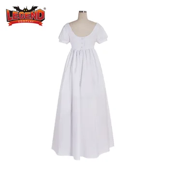 Enkle hvide Regency-stil kjole lady Regency Bolden Kjole med Høj Talje Te kjole Kjole middelalderlige hvid kjole kostume 4918