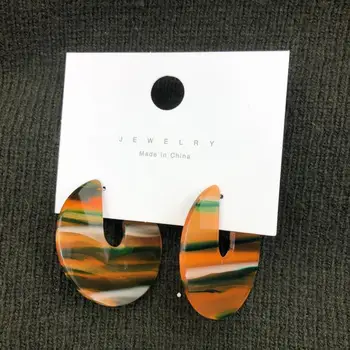 Fashionable 6 farve gennemsigtig stribe akryl ring øreringe designet til damer, dejlige disc øreringe, nytårsfest smykker