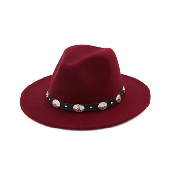 Fedora hatte kvinder mænd solid farve bånd, bælte kvinder hatte wide brim vestlige cowboy luksus mærke filtet efterår og vinter mænd kvinder hatte 33674