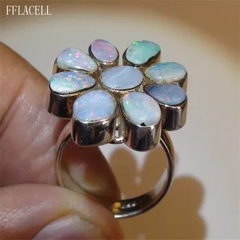 FFLACELL 2020 Nye Hot Mode Overdrevet Vintage Kreative Blomst Indlagt Zircon Opal Ring Kvinder Engagement Bryllup Gave
