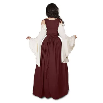 Firkantet krave bundtet corset middelalder Renæssance vintage kjole