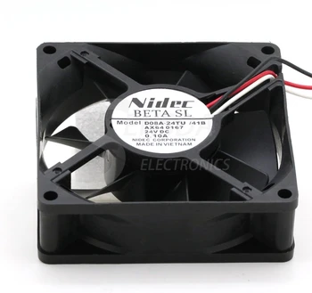 For Nidec D08A-24TU /41B 80mm 8cm DC 24V 0.10 EN Server Pladsen aksial Ventilatorer 3-wire 80x80x25mm