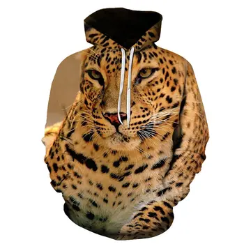 Foråret 2020 Nyeste Leopard Print Mænd Hoodie 3D Printet Løs Tynd dyr Hoodie Mode Afslappet Pullover 2239