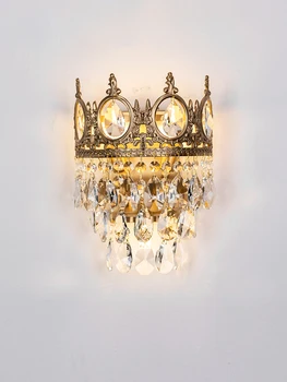 Fransk krystal væglampe kobber stue, soveværelse dekoration lampe luksus hotel midtergangen belysning 30438