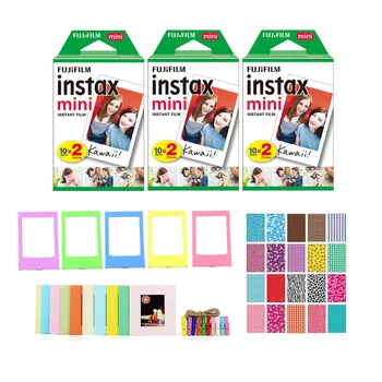Fujifilm Instax Mini Instant Film (3 Dobbelt Pakker, I Alt 60 Billeder)+20 Sticker Billeder+5 Plast Bruser Billeder+10 Papir Billeder 9602
