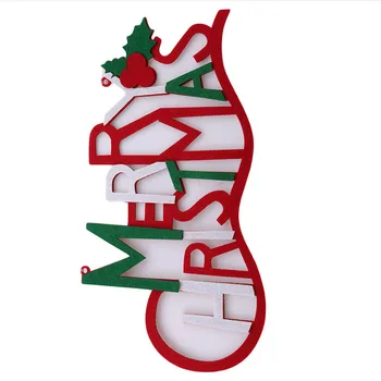 Glædelig Jul Ikke-vævet Brev Xmas Tree Pynt Julepynt Til Home Party Hængende Pendel Og Slip Ornament 5766