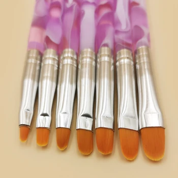 Gradient Skygge Nail Art Værktøj 7pcs Blomst Maleri Pensel Sæt Uregelmæssige Skrå Hoved 3d Manicure Uv Gel Polish Tegning Pen 14441