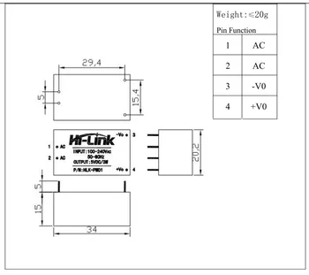 Gratis forsendelse nye Hi-Link ac-dc 5v 3w Buck Trin Ned strømforsyningsmodul Converter Intelligent husstand skifte power modul 10725