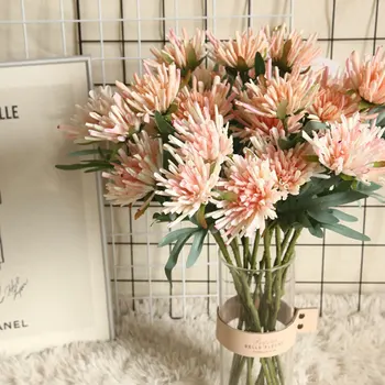 Have Kunstige Chrysanthemum Blomst Buket Rigtige Touch Falske Silke Blomster til Bryllup Dekoration Home Party Indretning 16387