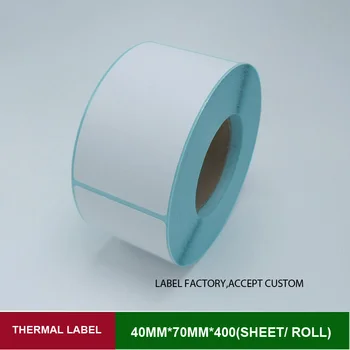 Hele Termisk printer etiketter papir 40*70mm*400 stk/rulle selvklæbende klistermærker acceptere custm størrelse og mærke-logo