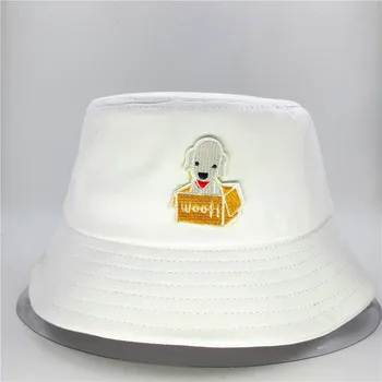 Herreløs hund dyr broderi bomuld Bucket Hat Fiskeren Hat til udendørs rejse hat Solen Cap Hatte til kid mænd Kvinder 166