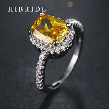 HIBRIDE Kvinder Bryllup Cocktail Ring Top Kvalitet Cubic Zircon Guld Farve Ringe Engros Pris Til Pige Gaver QSP0010-130 20172