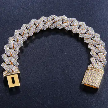 Hip Hop Europa Is Cubic Zircon Mousserende Geometri Bracelet Gold-Mænd &Kvinder Personlighed Smykker Lavet Af Kobber Armbånd Gave 13053