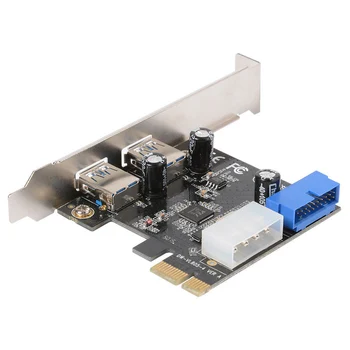 Holdbar 4Pin USB 3.0-udvidelseskort Stik Adapter SuperSpeed Netværk Konverter Komponenter Ekstern 2-Port Til PCI-E 17332