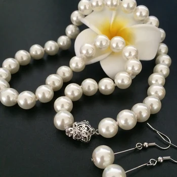 Hvid simuleret-perle 8mm runde trendy shell perler diy hot salg for kvinden, halskæde, øreringe og smykkefremstilling 18 tommer MY2008 Kæder 2936