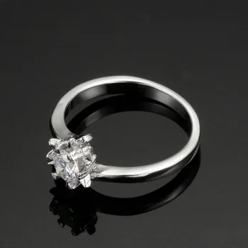 Hvide Guld Ringe, Diamant Smykker Smykkesten 925 Sølv Farve Ring for Kvinder Bryllup Enggagement Jubilæum Fine Smykker Gave 8007