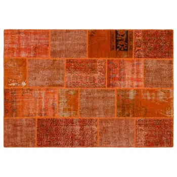 Håndlavet Orange Vintage Overdyed Patchwork Område Tæppe 162x230 Cm-5'4