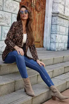 Høj Kvalitet Leopard Print Jakker Mode Til Kvinder Efteråret Lange Ærmer Frakker Kvinder Revers Hals-Knappen Outwear Casual Arbejde Cardigan