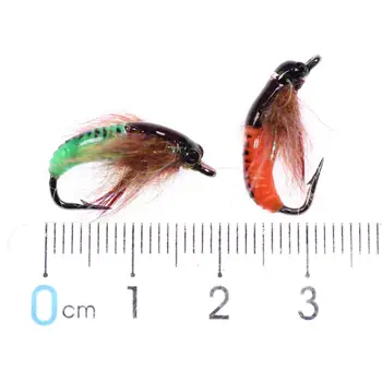 ICERIO 12PCS #6 UV Beadhead Insekt Lokker Caddis Puppe Nymfe Flyve Havørred Agn Lokke isfiskeri Krog Agn