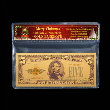 Indsamling erindringsmønter 1928 OS 5 US-dollar seddel 24k guldbelagte Jul plast fotoramme papir gift 2 stykker / Sæt