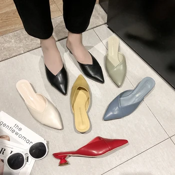INS Kvinder Muldyr Tøfler Medium Hæl Sandaler Brand Design Sommer Slip På Dias Mærke Loafers Klip-Klappere Sko Udendørs Slipper
