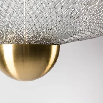 Italien Post moderne enkle, Lette luksus Vedhæng lys Sølv Metal net lampeskærm foyer soveværelse restaurant droplight LED-Belysning 5410