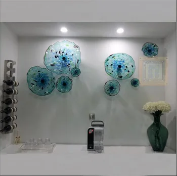 Italiensk Murano Blå væglampe Plader, Glas, Blæst Wall Art DECO-Blomst Glasss Plade til Galleri Dekoration i stuen Tilpasset 26530