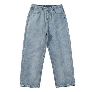 Japanske herretøj Falde Ny Simpel, Solid Jeans til Mænd Vask Bred Løs Lige Bukser 2124