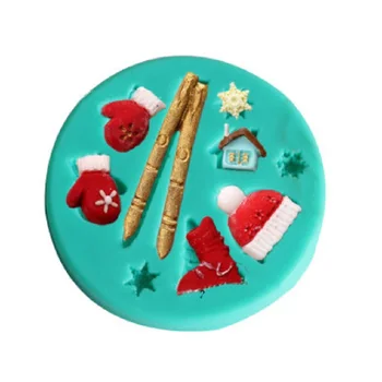 Jul Style Silikone Sne Hat, Hansker Støvler 3D Formen Fondant Mould Kage, Chokolade Gumpaste Forme Sugarcraft Køkken Gadgets