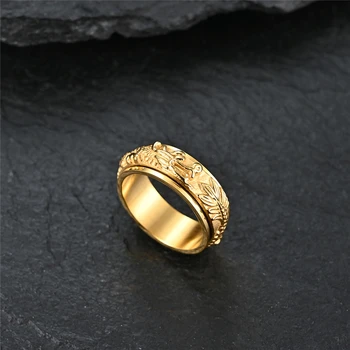 Kina Drogon Spinner Ringe til Kvinder Vintage Smykker, Minimalistisk Stil, Guld Farve Rustfrit Stål Anillos Mænd Tilbehør 16956