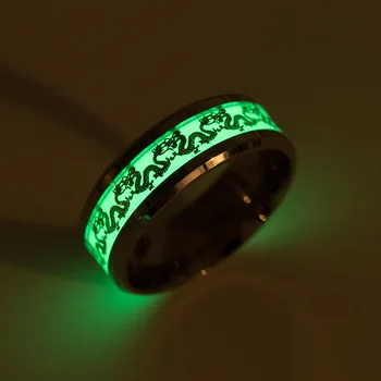 Kinesisk Drage Indlæg Finger Ring i Sølv Forgyldt Rustfrit stål Lysende Ring Engros Smykker Hale vielsesringe