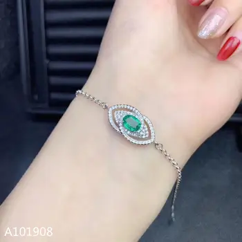 KJJEAXCMY boutique smykker 925 sterling sølv indlagt Naturlige emerald Kvindelige armbånd støtte påvisning udsøgt fine 5459