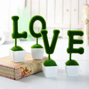 Kunstig KÆRLIGHED Bonsai Simulering Blomst Dejlige Rigtige Touch-Grøn Hvid Plast Houseware Husstand Have Falske Plante Håndlavet