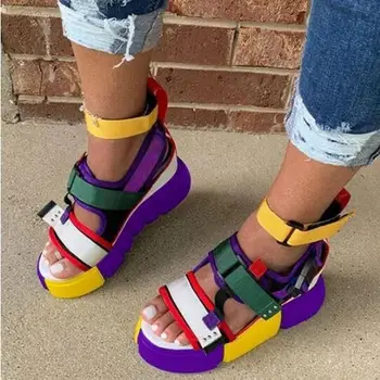 Kvinder Mix Farve Sandaler Ankel Rem, Kiler, Platform Hæl Peep Toe Spænde Mode For Unge Sommeren 2020 Damer Sko Shoes De Mujer 24594