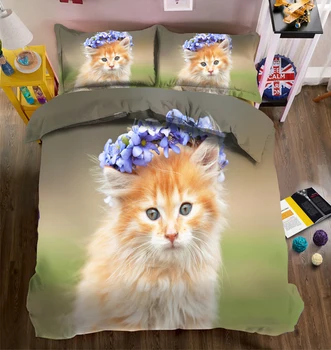 Lagen, Dynebetræk Pudebetræk Børns voksen seng dække 3D-Sengetøj Sæt Twin Fuld Queen Dejlig kat Dobbeltseng, king size sæt 15342