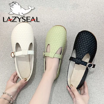LazySeal 2021 Foråret Lejligheder Kvinder Sko Flad Hæl Loafers Spænde Moccasin Ballerinasko Sko Til Kvinder Stor Størrelse 43