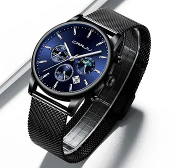 Luksus Mænd Watch Mode Vandtæt Kronograf Armbåndsur i Klassisk Business Fuld Stål Mandlige Kalender Ur med månefase 42580